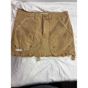 Free People tan raw-edge mini skirt size 28